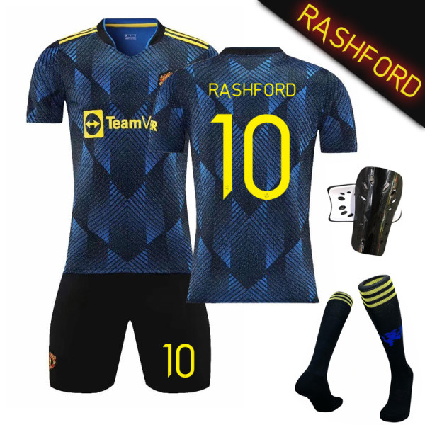 21-22 Ny Champions League-versjon to borte C Ronaldo-drakt nr. 10 Rashford mørkeblå nr. 6 Pogba gult nummer size 7 socks 26#