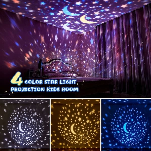 Solar System Kids Night Light - Star Sky-projektor med 360° rotation, 5 farver og 12 farver