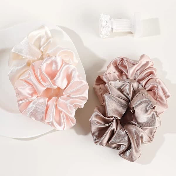 5 Satin Hår Scrunchies, Elastikker til Kvinder & Piger