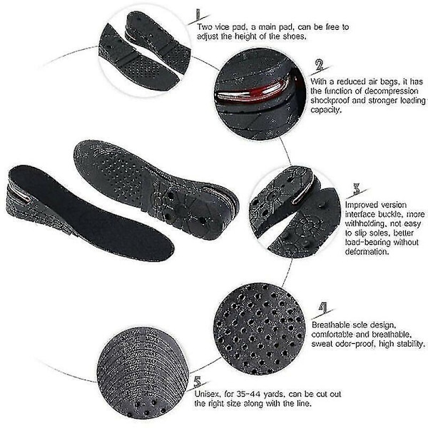 Unisex 3cm, 5cm, 7cm eller 9cm hælhøyde økende sko løft innleggssåler (svart 4 Layer(9cm)
