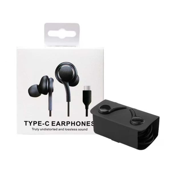 Langalliset USB-C Kuulokkeet Mikrofonilla Musta—pa