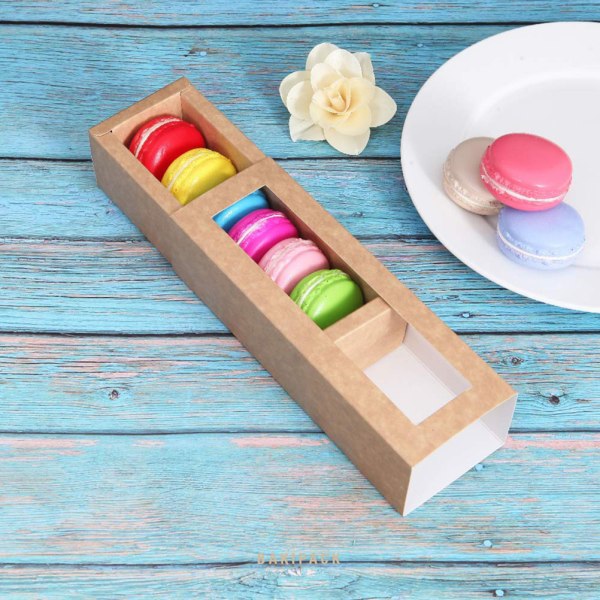 10 stk klart vindues papiremballage æsker Macaron æsker beholdere til hjemmedessertbutik