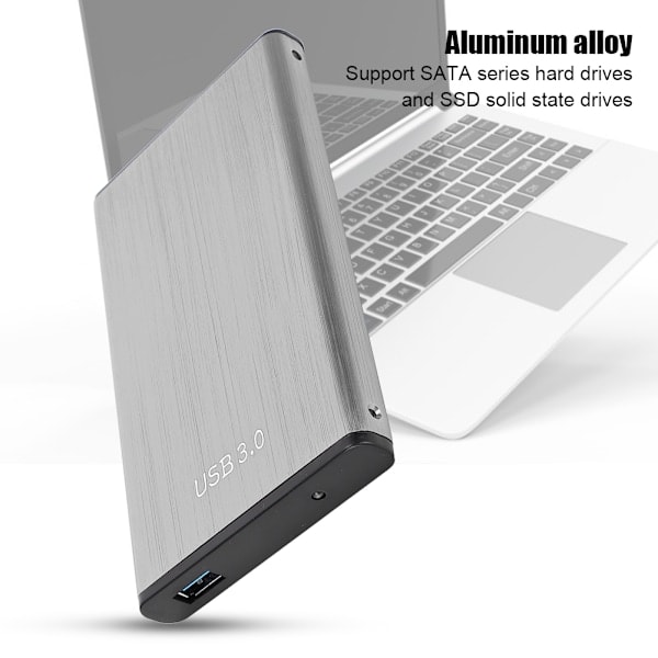 2,5-tums USB3.0 SATA Hårddisk Externa Kabinett för Vista / Windows2000 / ME / XP / WIN7 / WIN8 / WIN10 / Mac8.6 Silver