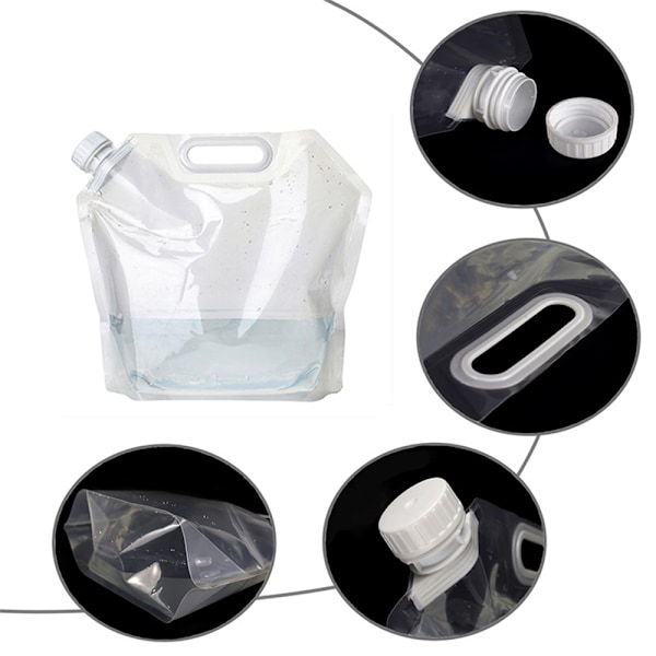Vattenbehållare påse, livsmedelskvalitet klar plast förvaringskanna för camping vandring ryggsäck nödsituation 5L white