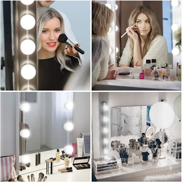 LED-spejllampe Hollywood-stil Makeup-lampe 10 Dæmpbar