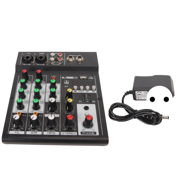Bluetooth Mixer 4 Channel Support U Disk Mini Mixer Board för livestreaming Karaokeinspelning 100?240V EU-kontakt
