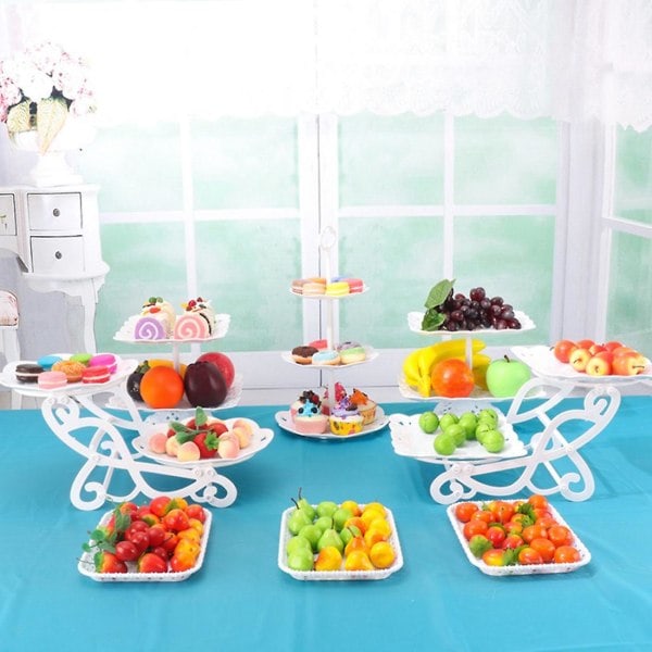 Kake Stativ Dessert Holder Cupcake Bakverk Kjeksfat Holder Buffet Frukt Holder Bryllup A Hvit