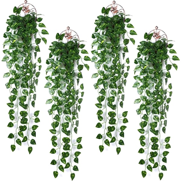 4st * 90 cm konstgjord grønn klättrande murgröna falska fallande växthängande dekorasjoner for bröllop, fest, fest, kök, hage, kontorsdekoration