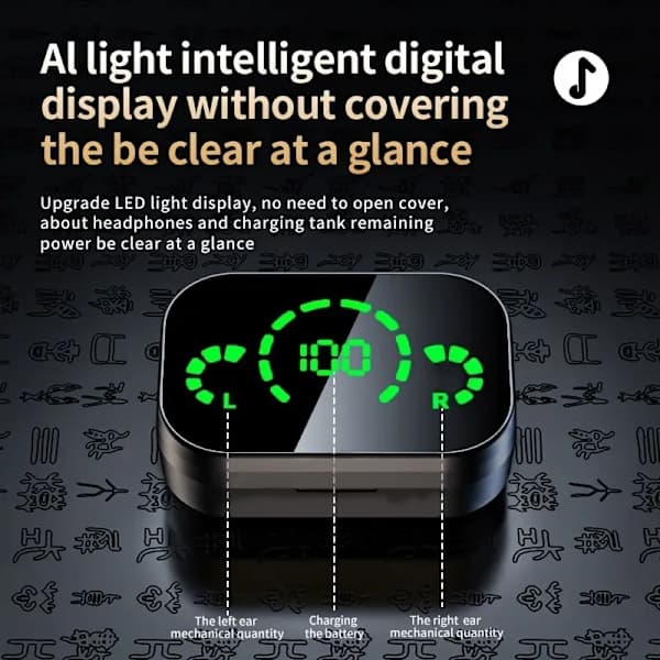 Wireless Noise Cancelling Headphones with Digital Display Case