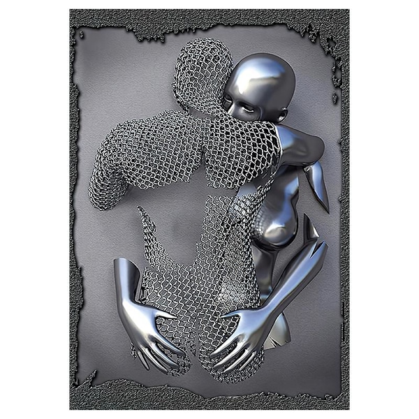 3D Visual Guld Sølv Væghængt Kunstbilleder Metal Moderne Skandinavisk Personligiseret Lærred Indvendig Maleri Tryk Hjemmeindretning Black 20x30cm