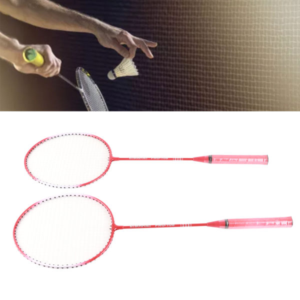 Badmintonracket 2 Spiller Superlett Delt Håndtak Jernlegering Badmintonracketsett for nybegynnere Barn Rød