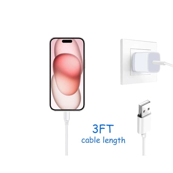 0,9 m CarPlay Ladekabel til iPhone 15 16 Pro Max Plus