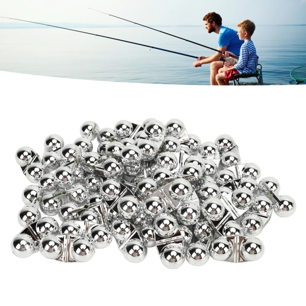 50 st Fishing Double Rattle Metall Havsfiske Attraktion Bell Beads med case för att locka fisk Silver