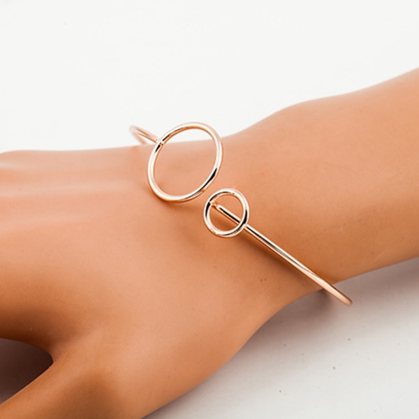 Fasjonable dobbel ring åpning armbånd kvinner armring rose gull