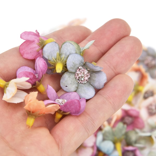200 stk små blomsterhoder i stoff for bryllup, 2,5 cm/1 tomme, DIY-simulerte blomsterhoder for fødselsdag, bryllup og dåp