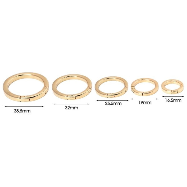 5 stk Fjær O-ringspenner Karabinhåndvesker GULL 25,5MM Gull 25,5mm Gold 25.5mm