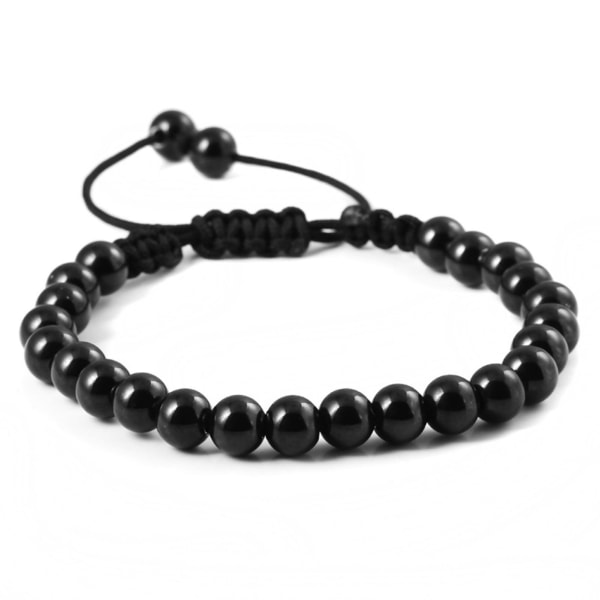 Rustfritt stål svart perlearmbånd Stilig klassiske justerbare perler flettet armbånd for kvinner menn