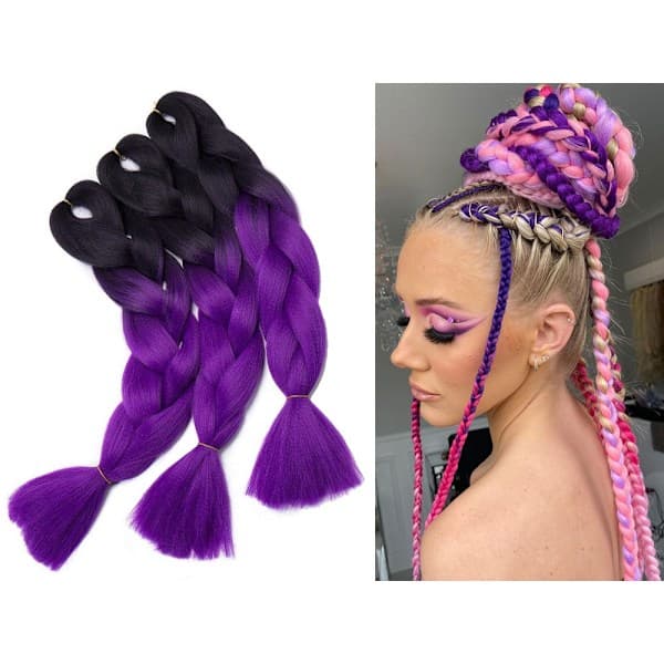 Jumbo Braid / Löst Hår Hårfläta - 60 cm Lila