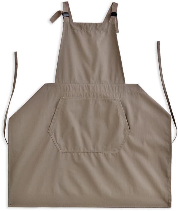 Kunstnerforkle, polyester bomullsblanding, justerbare stropper, stor lomme, for matlaging, maling og keramikk, brun, 84 x 76 cm