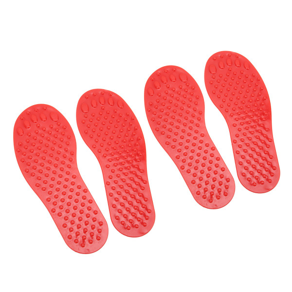 2 par fodformede gulvmarkører PVC skridsikre pædagogiske fodaftryksmarkører til førskoleklasseværelse børnehave rød