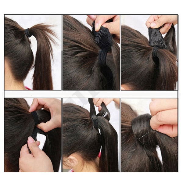 Wave Hair Extension Clip Lang krøllet justerbar krok og løkke kvinner parykk forlengelse hestehale 4/30