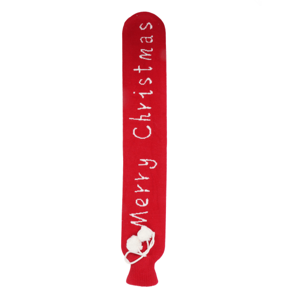 Julevarmtvannsflaske med strikkedeksel Sårhetslindring Myk gummi Varmtvannspose Varmer for mage Rød 2L