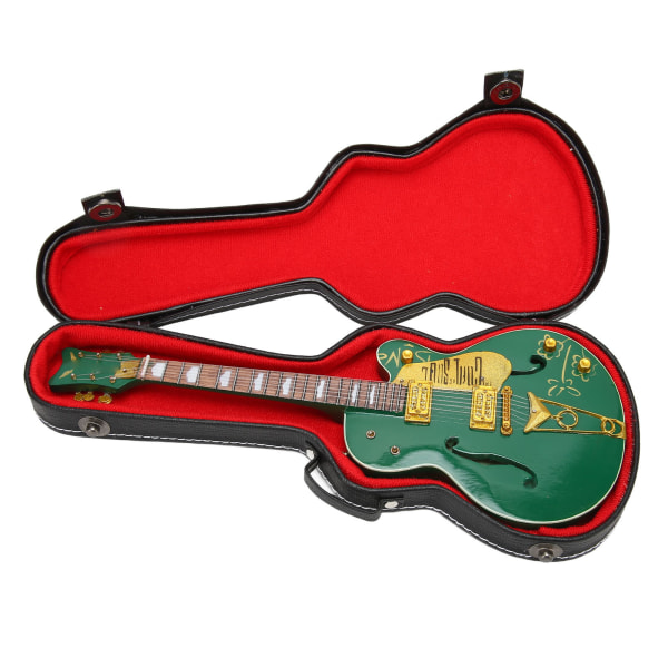 Trægrøn miniature elektrisk guitar model med stativ og etui Musikinstrument Replika dekoration 10 tommer