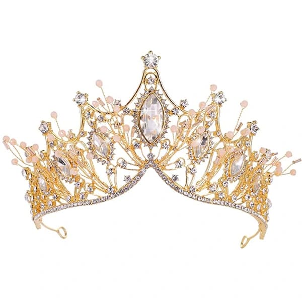 Drottningkrona gotisk rhinestone bryllupstiara og krone til brud