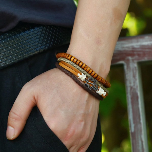 Mode Enkla Män PU Smycken Armband Hand Kedja Dekoration Tillbehör