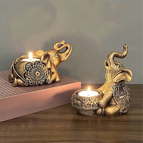 A-Guld Djur Ljusstakar Elefant Skulptur Värmeljushållare Deco Liten Ljusstake Hol.pa
