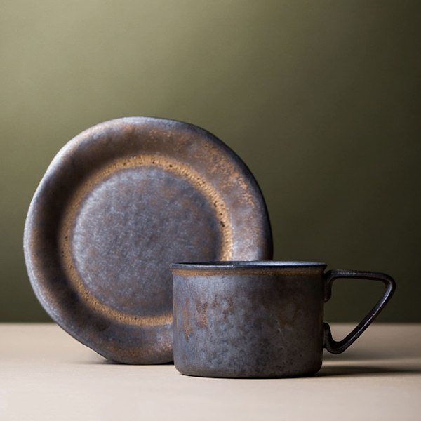Kaffe Kanne, Te Kopp Håndlaget Retro Kopp og Fat Sett Hjem Utsøkt Atmosfære Kaffe Kopp