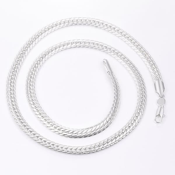 Halsband Kraftig Kedja Länk Silver Vitguldspläterad 66cm—pa