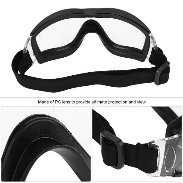 PC-gennemsigtig linse Vindtæt anti-impact øjenbeskyttelse Sikkerhedsbriller Anti-spytbriller Sort