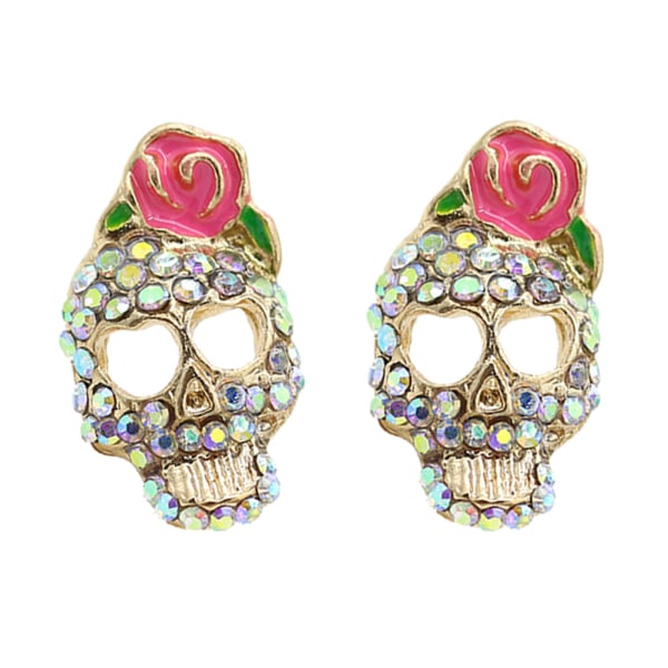 Fashionabla Rose & Skull Ear Stud Örhängen Örhängen Ringar Dam Flickor Smycken