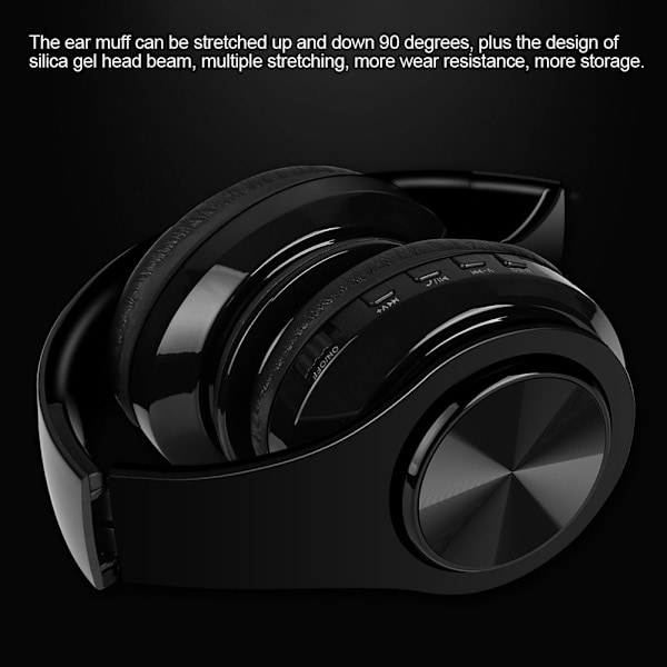 Bluetooth 5.0 Kuulokkeet Langattomat Over Ear Stereo Headset Mikrofoni Pelikuulokkeet Musta