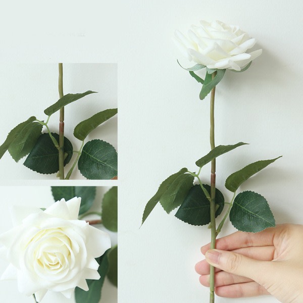 5:a Fake Roses Konstgjorda Blommor Långa stjälkar Bukett för White