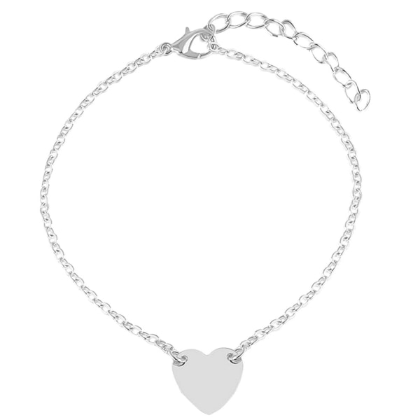 Enkel stil armbånd Ankelkæde Hjerteformet vedhæng legeringsarmbånd smykker (sølv)