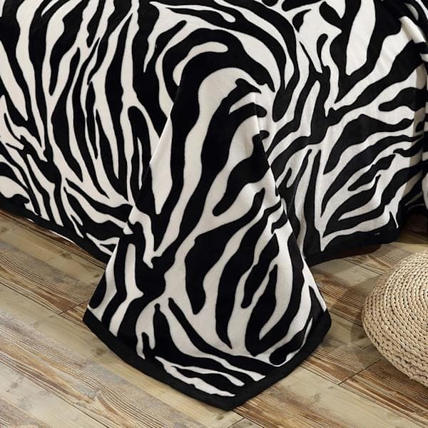 Zebra-mønstret flanneltæppe til sofa og seng (150x200cm)