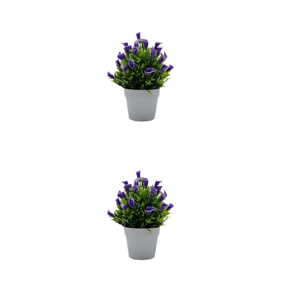 1/2 Kunstig Bonsai-plante for innendørs eller utendørs, falske blomster og lilla purple 2PCS