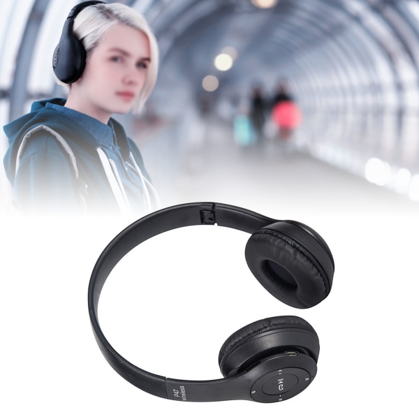 Bluetooth-hovedtelefon Trådløs stereostik Kort Foldbar Over Ear-hovedtelefon til gaming Sort