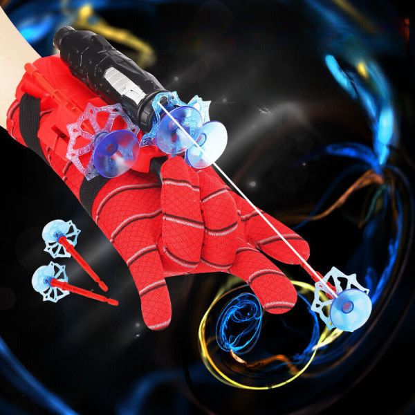 Launcher Toy + Gratis Spiderman Costume Handskar Spider-Man Web Shooter Dart Blaster