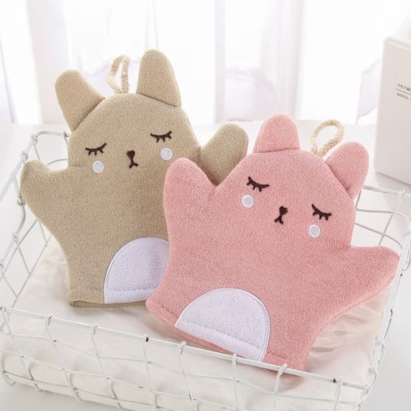 Baby Badehåndklæde Skrubbehandsker ROSA Pink