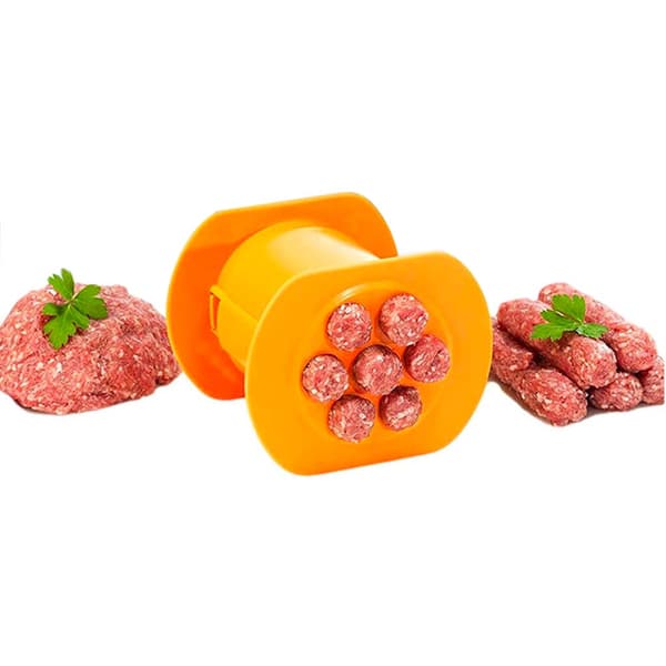 Köttpress, korvpress, köksredskap (orange)