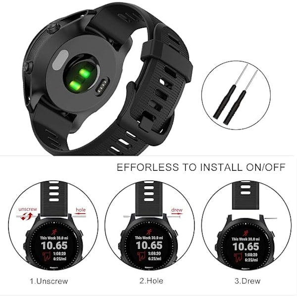 Paris_Rem til Forerunner 945/935, 22mm silikonearmbånd til Forerunner 955/965, Garmin Fenix 6/5, Quatix 5 sort