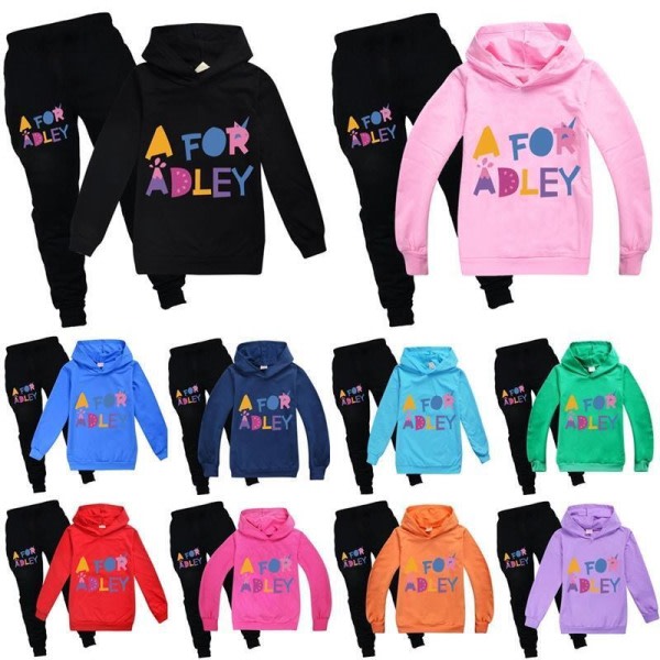 Kids A för Adley Print Träningsoverall Sæt Pojkar Flickor Sweatshirt pink 130/6-7 år