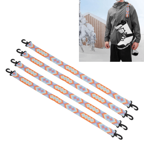 4 stk. Rulleskøjtesnor med karabinhage Clip Nylon skistøvler Bærerem til skiløb Snowboard Skøjter 73 cm