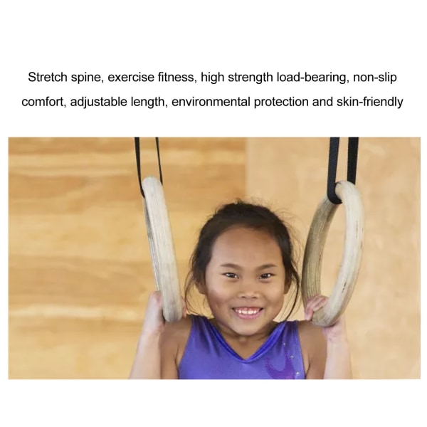 Gymnastikkringer av tre med justerbare stropper Gymnastikkringer for barn for kjernetrening Crossfit Kroppsvektstrening 28 mm med stropp