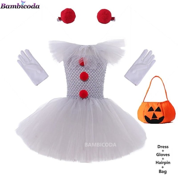 Grå tjej Halloween-kostym Tutu Cosplay-kostymset 5 M (4-5 år) set 5 M(4-5Y)