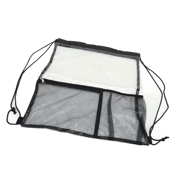 Klar rygsæk Foldbar PVC-transparent gennemsigtig taske med stor kapacitet til badestrande Sort