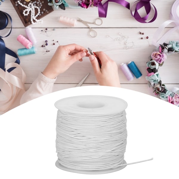 Elastisk tråd Polyesterstreng DIY Smykker Halskjede Armbånd Tau Håndverkstilbehør Hvit 100m